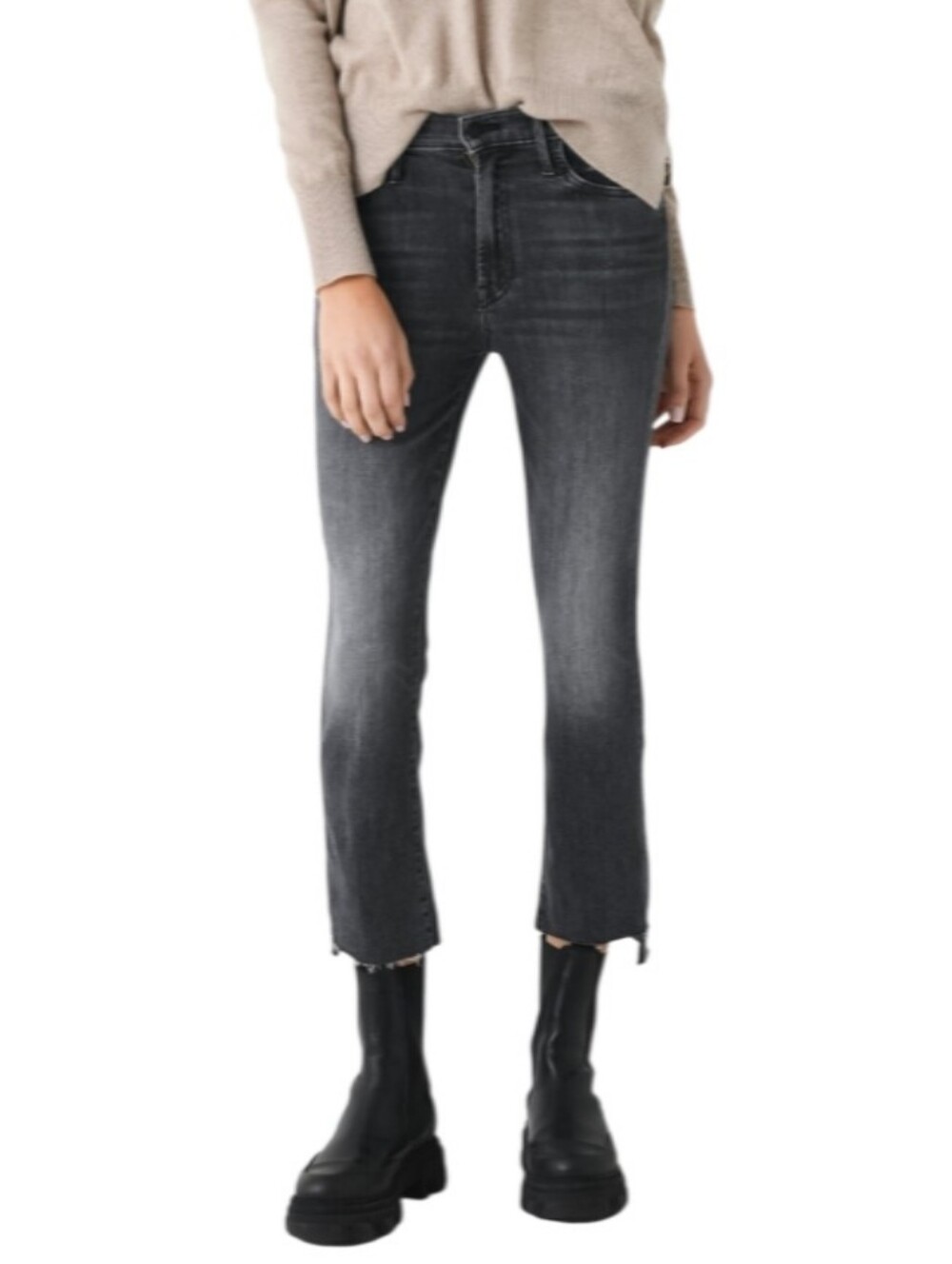 Mother The Insider Crop Step Fray Mid-Rise Denim Jeans